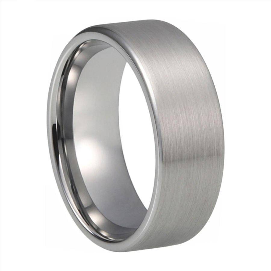 8mm Classic Silver Tungsten Carbide Wedding Rings Mens Rings