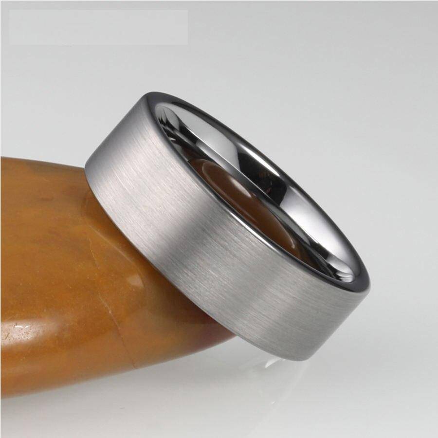 8mm Classic Silver Tungsten Carbide Wedding Rings Mens Rings