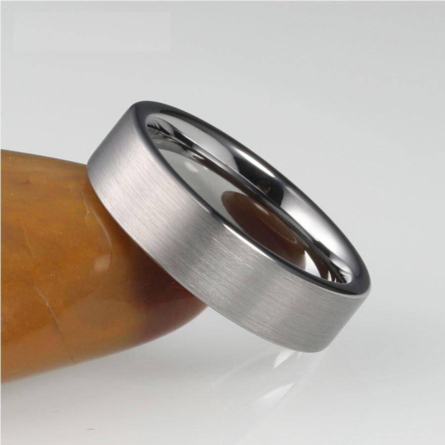 8mm Classic Silver Tungsten Carbide Wedding Rings Mens Rings