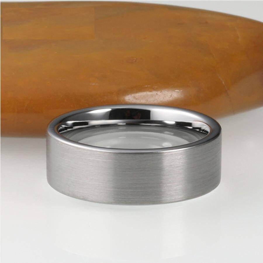 8mm Classic Silver Tungsten Carbide Wedding Rings Mens Rings