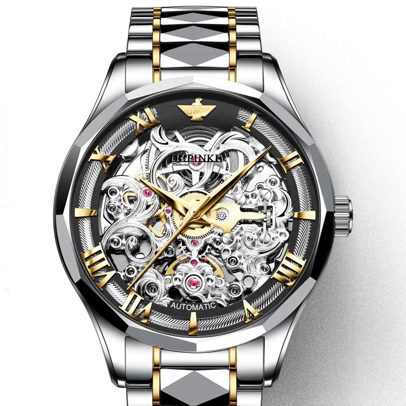 OUPINKE Mens Automatic Mechanical Watches Tungsten Steel | Jewelry Addicts