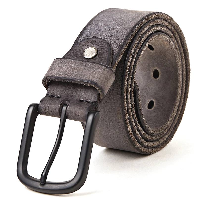 Original Leather Mens Vintage Belt Matte Metal Buckle Mens Belts