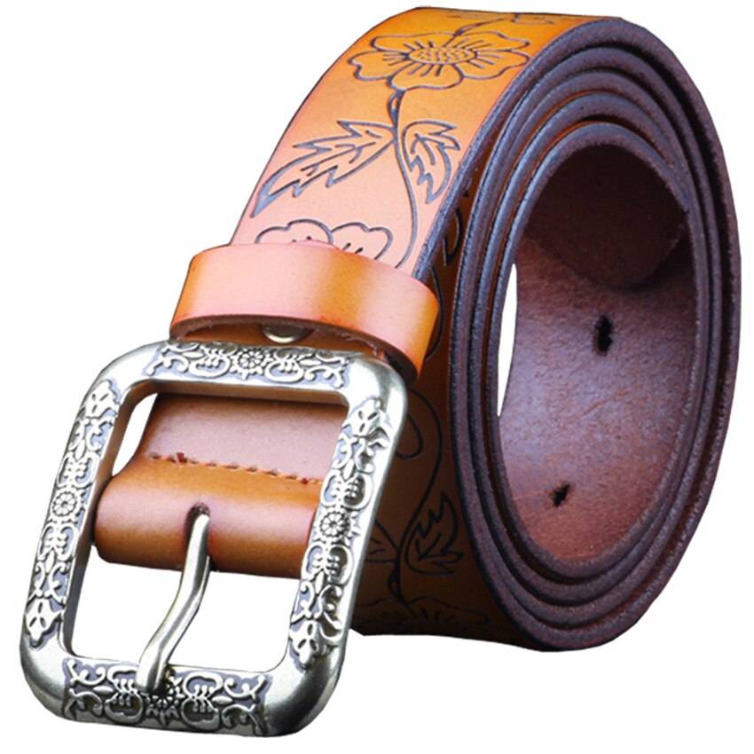Vintage Floral Genuine Leather Belts for Women Belts For Women