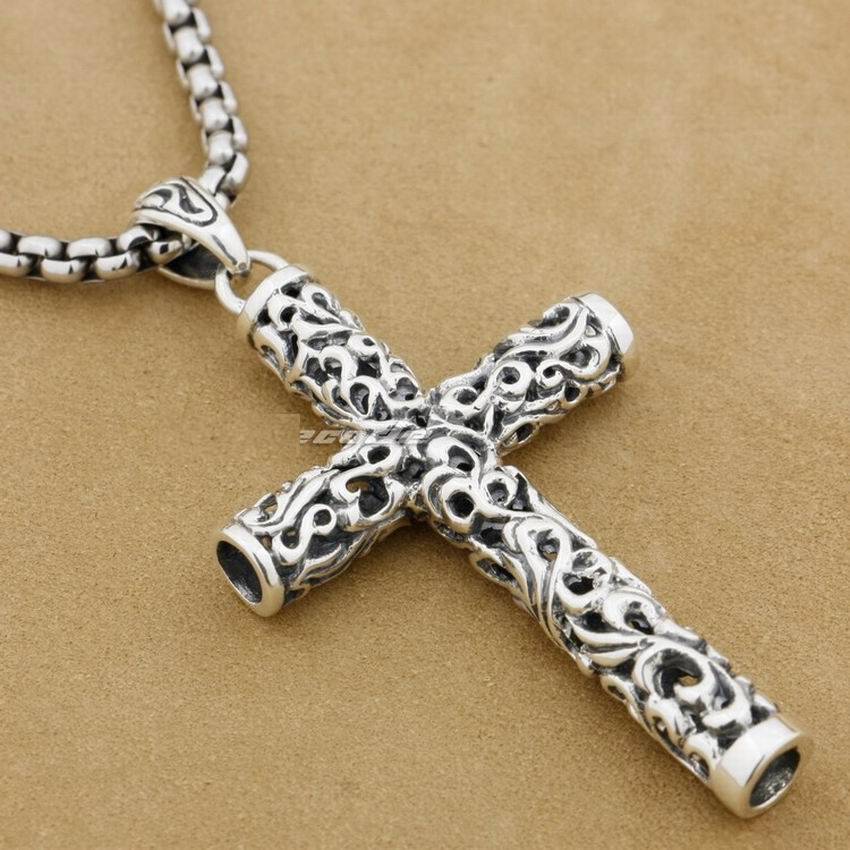 Cylinder Cross Pendant 925 Sterling Silver Mens Pendants