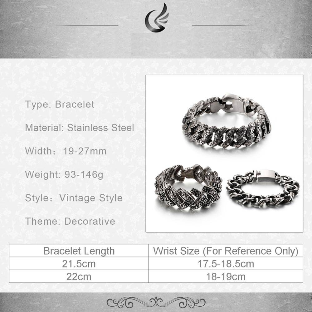Retro Mens Engraved Chain Bracelets Men's Bracelets