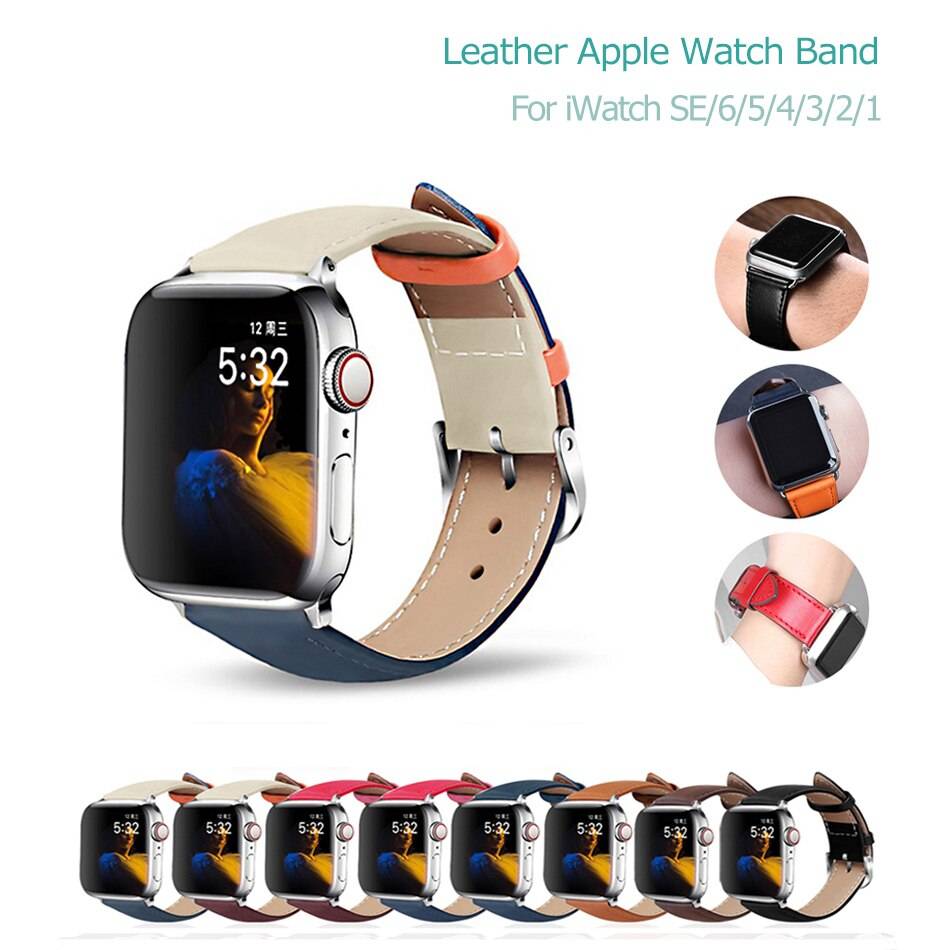 Premium Leather Band for Apple Watch 6/SE/5/4/3/2/1 Watch Straps and Bands