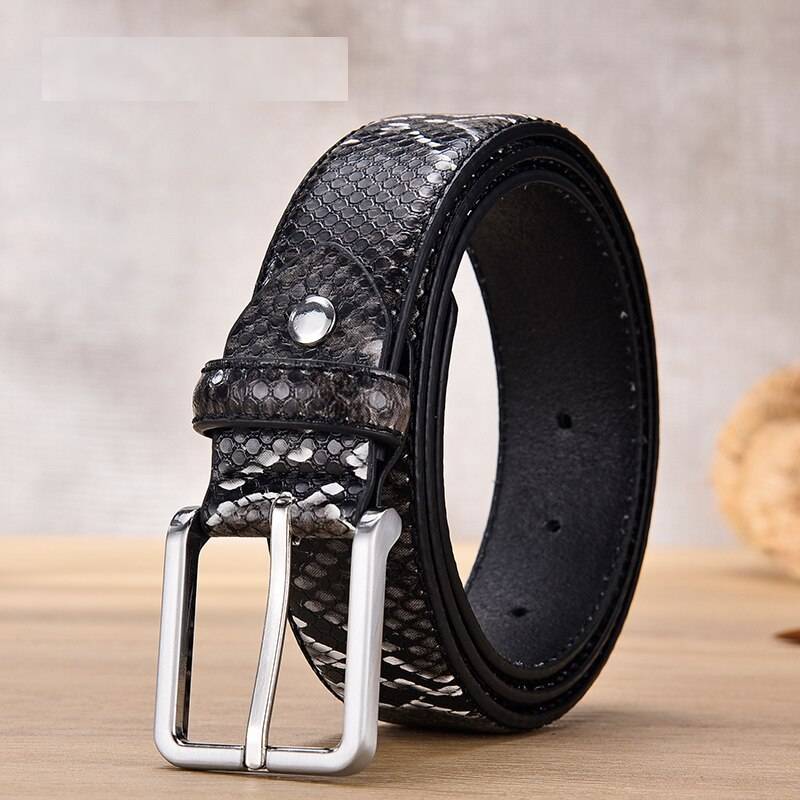 Men's Snake Skin Pattern Genuine Leather Dress Belt Mens Belts