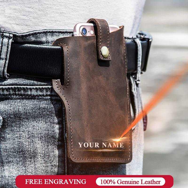 Leather Cellphone Belt Loop Holster for iPhone Chest Waist Bags