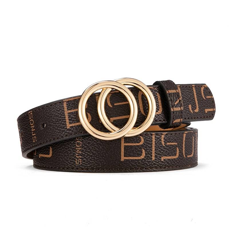 Women's Belt with Fashion Double O Ring Buckle Belts For Women