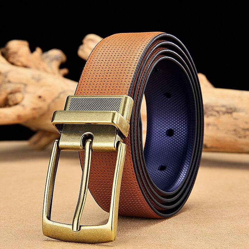 Men's Classic Dress Belt Reversible Rotated Buckle Mens Belts
