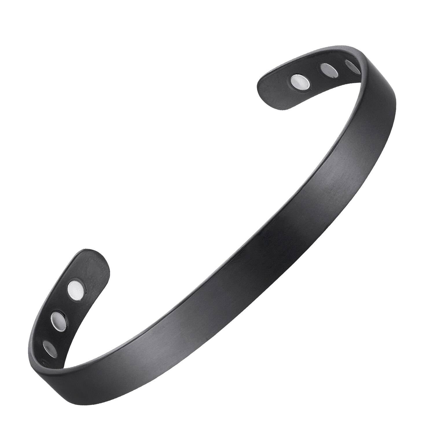 Copper Magnetic Cuff Bracelet Black Plated Magnetic Therapeutic Bracelets