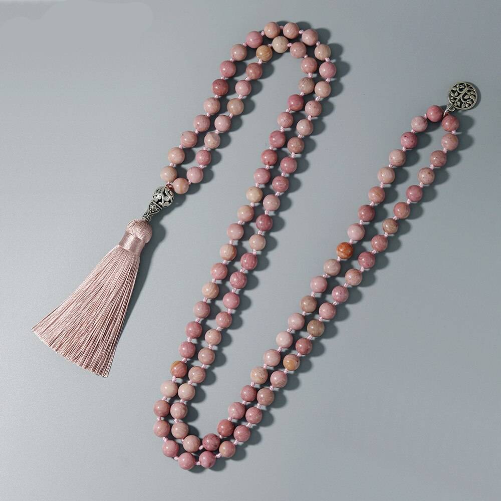 OAIITE 108 Mala Prayer Meditation Yoga Necklace Women Men Hand Knotted Natural Stone Bead Tassel Strand Necklace Mens Pendants Necklaces & Pendants