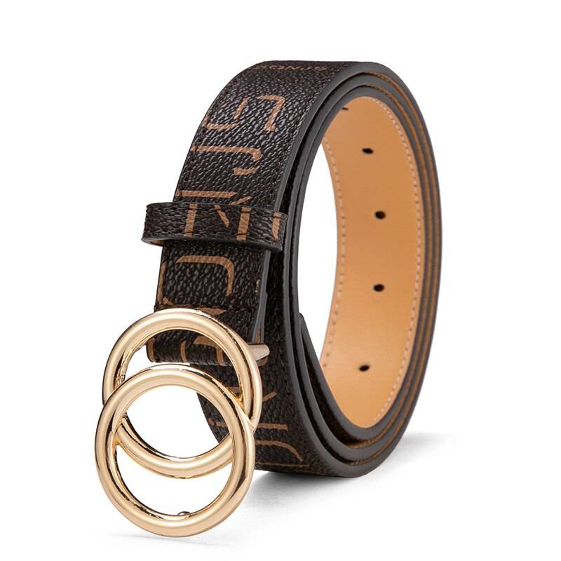 Women's Belt with Fashion Double O Ring Buckle Belts For Women
