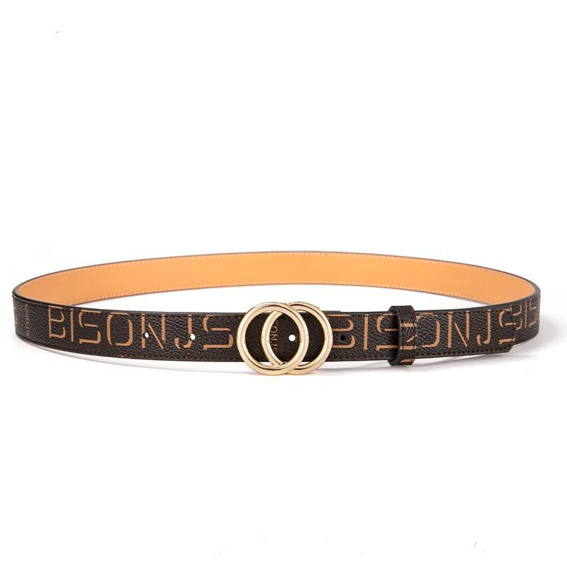 Women's Belt with Fashion Double O Ring Buckle Belts For Women