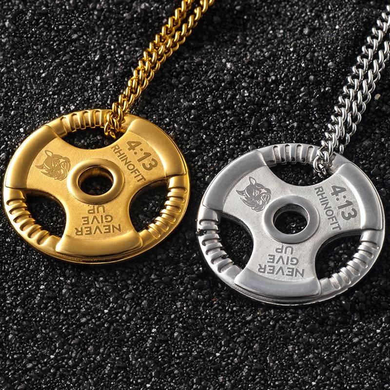 Weight Plate Barbell Dumbbell Pendant Weightlifting Bodybuilding Fitness Crossfit Gym Exercise Necklace mygrillz Mens Pendants Necklaces & Pendants