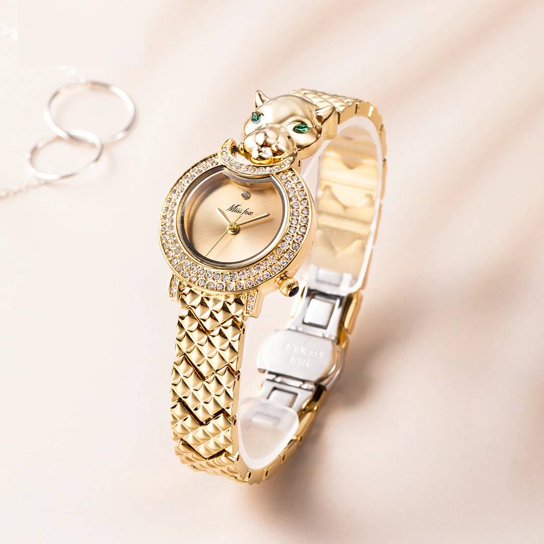 Elegant Leopard Shape Womens Watch Luxury Gold Women's Watches