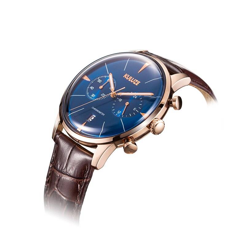 KULUZE Men Watches Stainless Steel Fashion Sport Quartz Waterproof Chronograph Wrist Watch Auto DateChronograph Quartz Top Brand Watches For Men