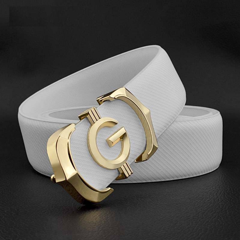 White and Black Men's Belts with G Letter Buckle Belts For Women Mens Belts