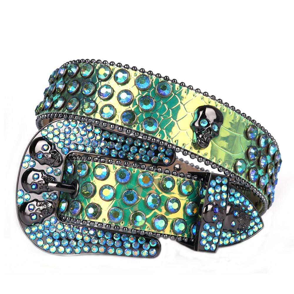 Western Rhinestone Belts Fashion Skull Diamond Luxury Buckle Belts For Women