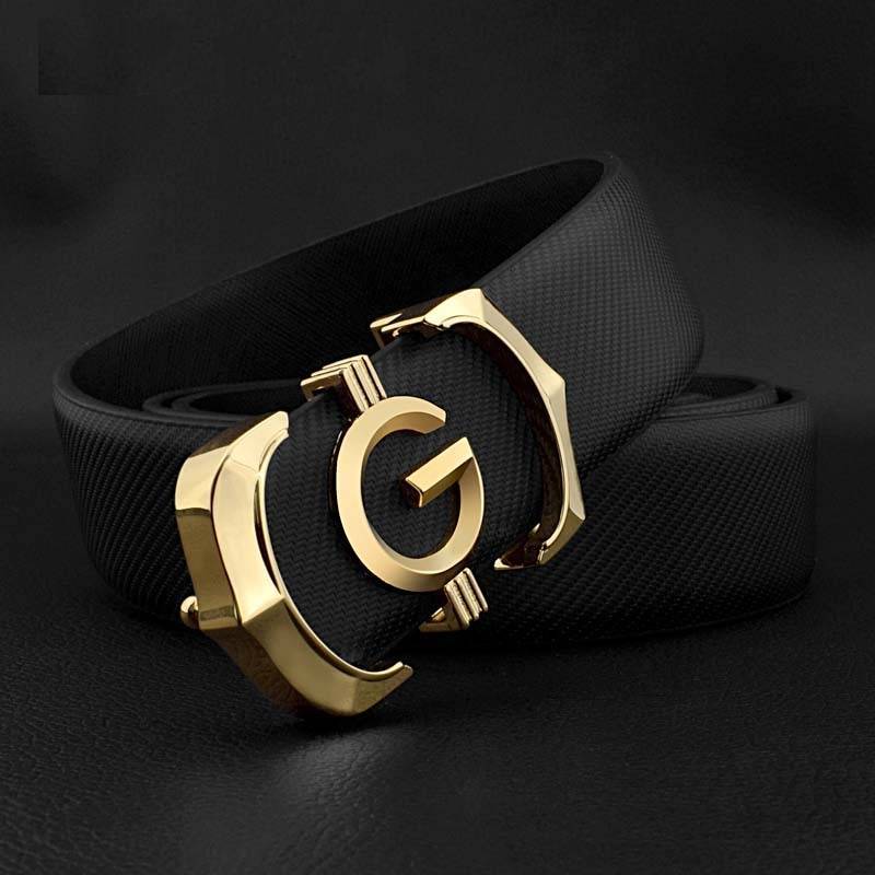 White and Black Men's Belts with G Letter Buckle | Jewelry Addicts