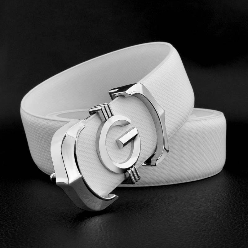 White and Black Men's Belts with G Letter Buckle Belts For Women Mens Belts
