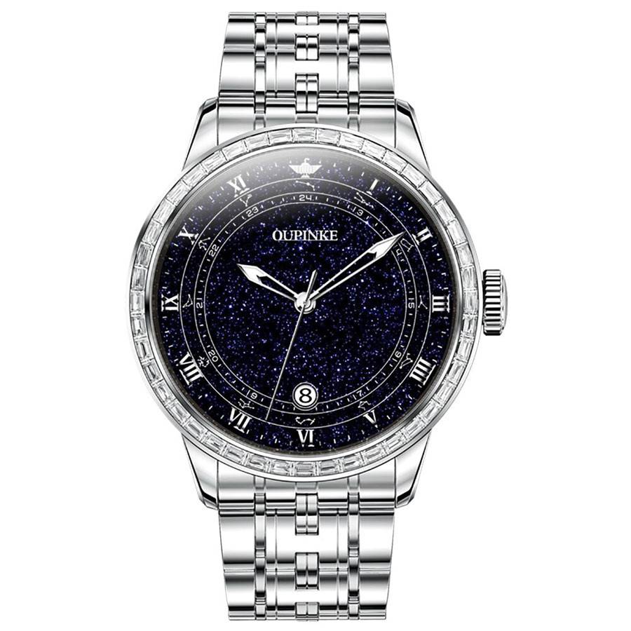 Men's Diamond Automatic Watch Gypsophila Dial OUPINKE 3203 OUPINKE Watches Watches For Men