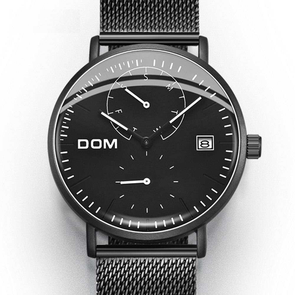 Fashion Watch Men Waterproof Slim Mesh Strap Minimalist Wrist Watches For Men Quartz Sports Watch Clock Relogio Masculino M-435 DOM Watches