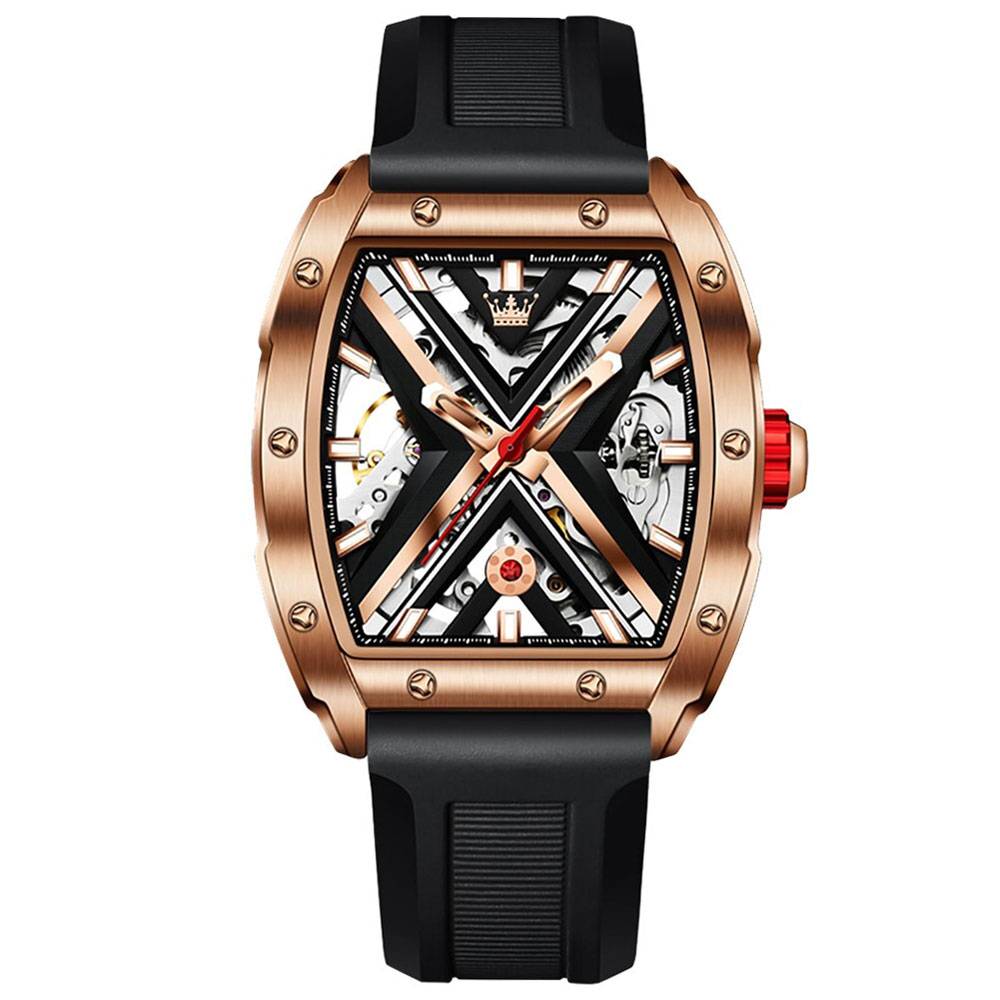 OLEVS Skeleton Tonneau Mechanical Watch for Men Olevs Watches