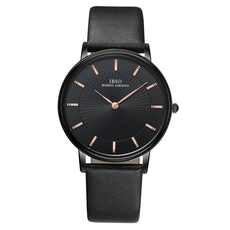 IBSO Top Brand Luxury Mens Quartz Watch Genuine Leather Strap Watch For Male Fashion Clock Relogio Masculino Watches For Men