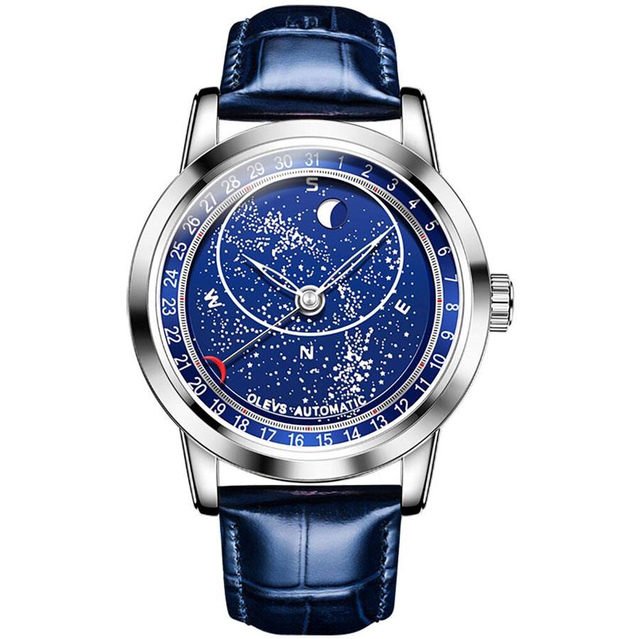 Moon Phase Watches Leather Strap OLEVS 9923 Olevs Watches