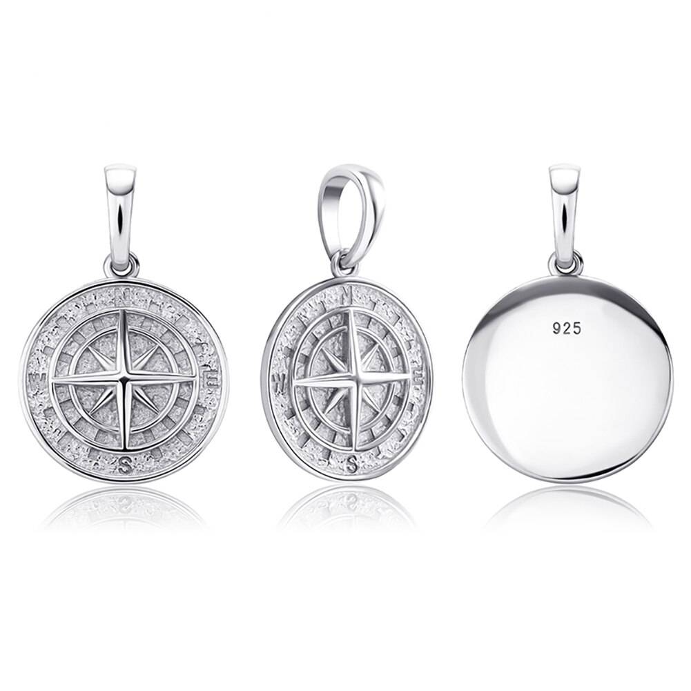 925 Silver Compass Pendant Necklaces for Men Women Mens Pendants Necklaces & Pendants