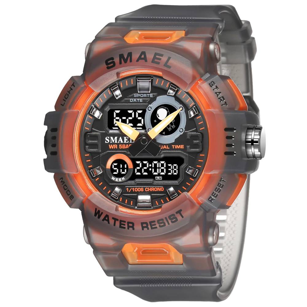 Sports Dual Display Watch for Men Led Digital Quartz SMAEL Watches