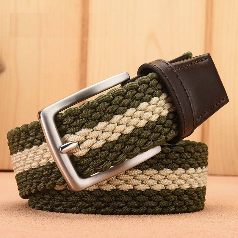 Fashion Casual Stretch Woven Belt Perfect for Jeans Mixed Color Braided Strap Mens Belts
