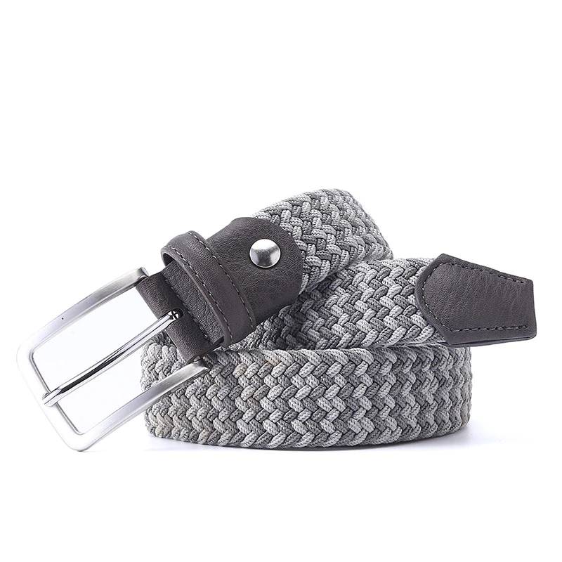 High Quality Braided Woven Elastic Stretch Belt for Men Covered Buckle 1-3/8