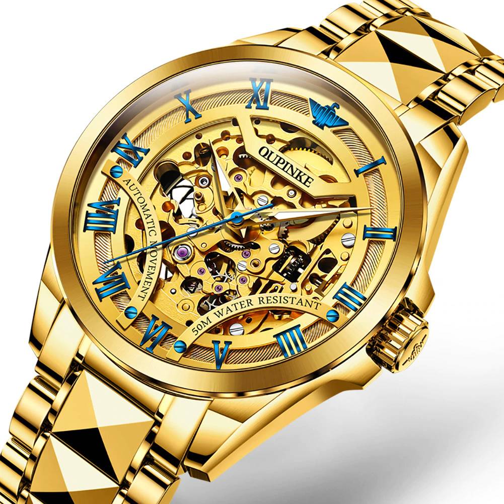 OUPINKE Men's Wristwatch Automatic Mechanical Watches Tungsten Steel Waterproof Luxury Watches Luminous Hollow Out Watch For Men OUPINKE Watches