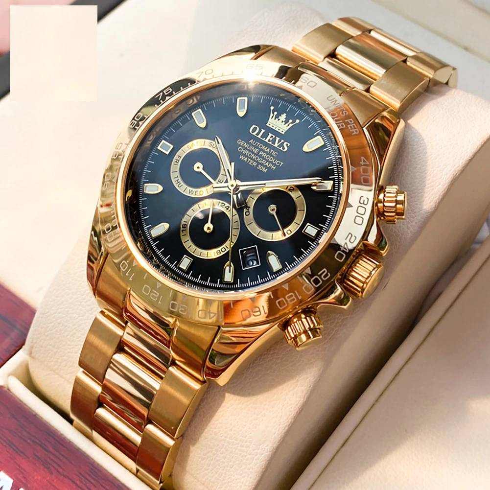OLEVS Automatic Watch Chronograph Week Calendar Olevs Watches