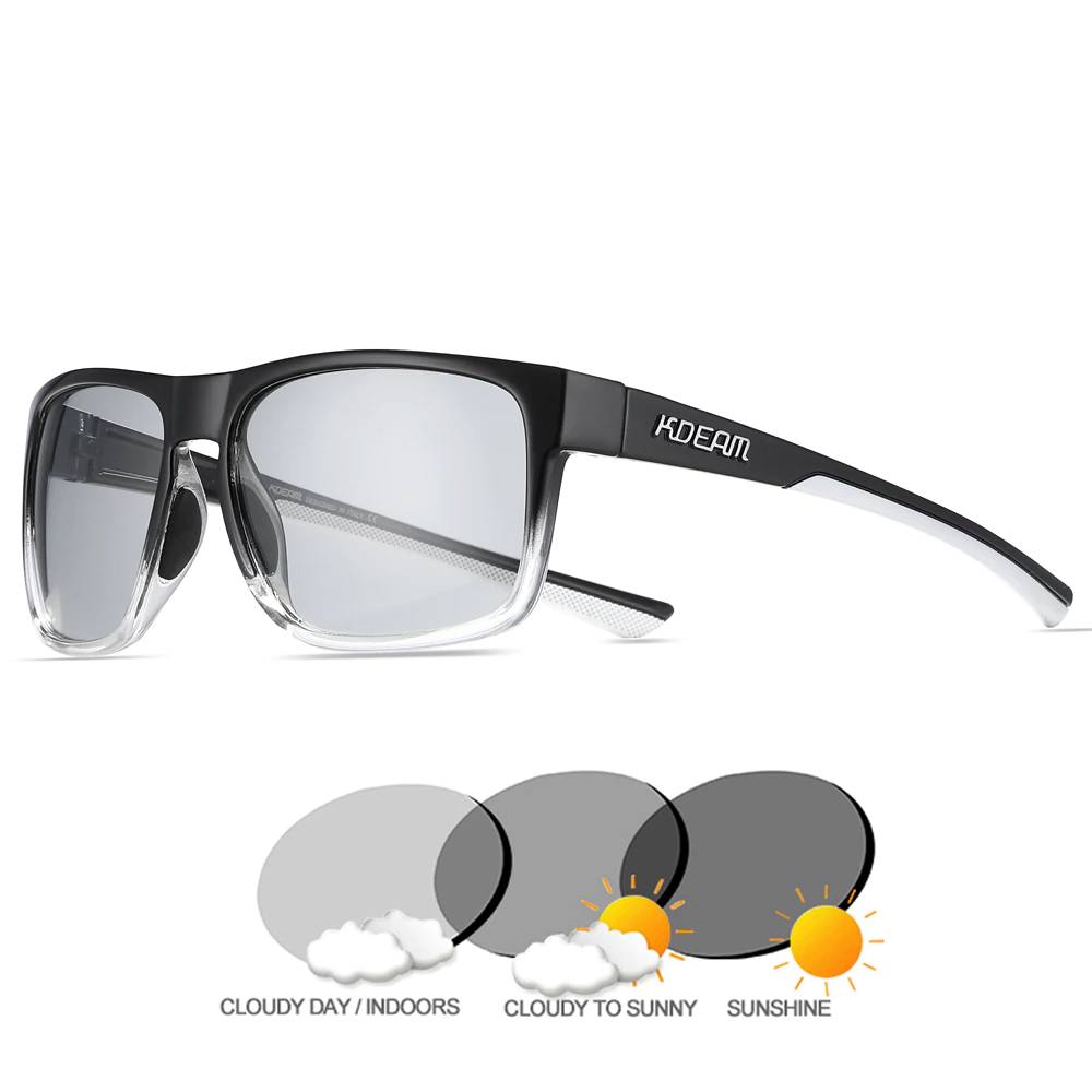 KDEAM New Polarized Men's Sunglasses Square Outdoor Photochromic Sun Glasses Women Non-Slip Nose Pad Full Accessories Included Unisex Sunglasses