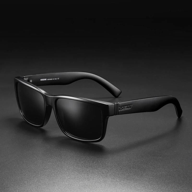 KDEAM 2021 New All Black Square Polarized Sunglasses Men Flat Top Designer Polaroid Glasses Accessories Included CE Unisex Sunglasses