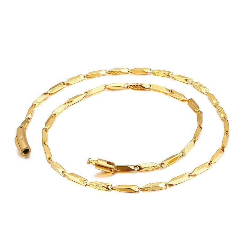 4mm Gold Slub Chain Necklace for Men Stainless Steel Men's Chains