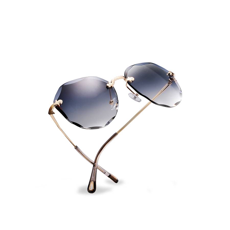 Rimless Sunglasses with Diamond Cut Lenses Unisex Sunglasses