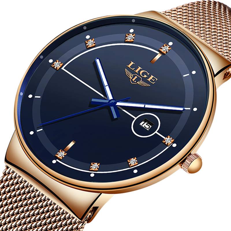 LIGE Fashion Men's Ultra-Thin Quartz Watch Lige Watches
