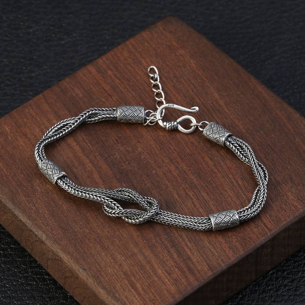 Viking Braided Knot Handmade 925 Sterling Silver Bracelet Bracelets & Bangles Men's Bracelets