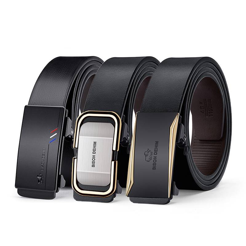 BISONDENIM Automatic Buckle Belt for Jeans and Pants Mens Belts