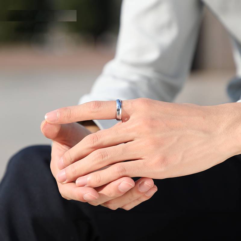 Silver Dome Band Tungsten Rings for Couples Mens Rings