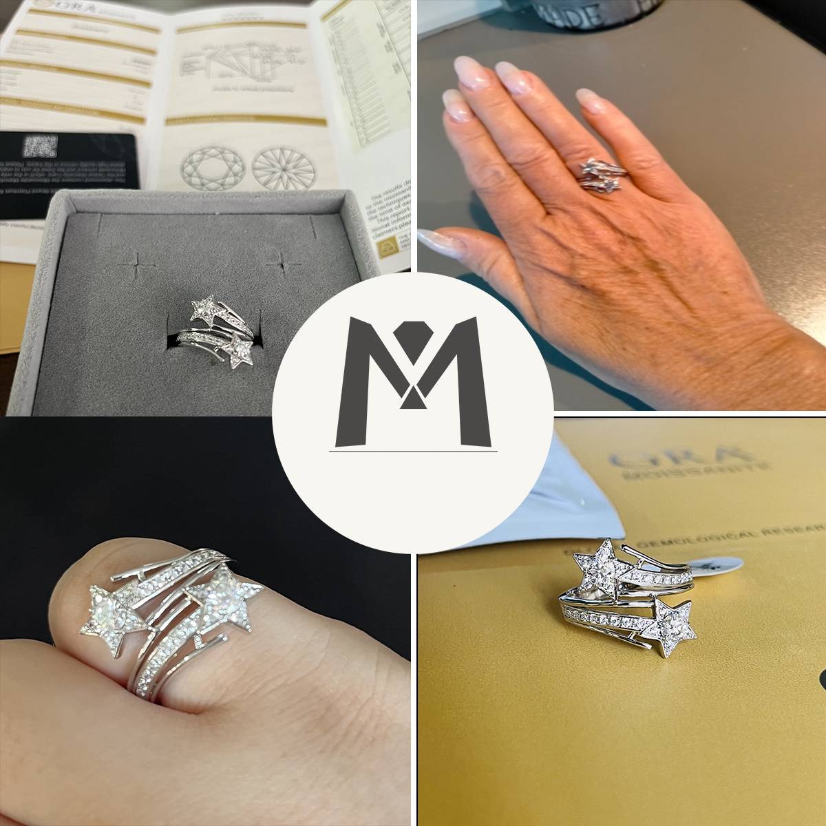 Meteor 0.3ct Moissanite Rings for Women 925 Sterling Silver GRA Certificate Zircon Wedding Gift Accessory Star Ring Fine Jewelry Women's Rings