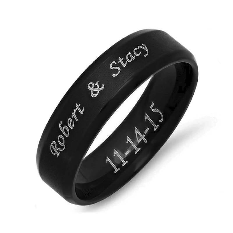 Personalized Stainless Steel Beveled Edge Ring US $14.95