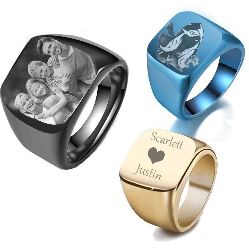 Custom Photo Ring Stainless Steel Mens Signet Rings US $14.95
