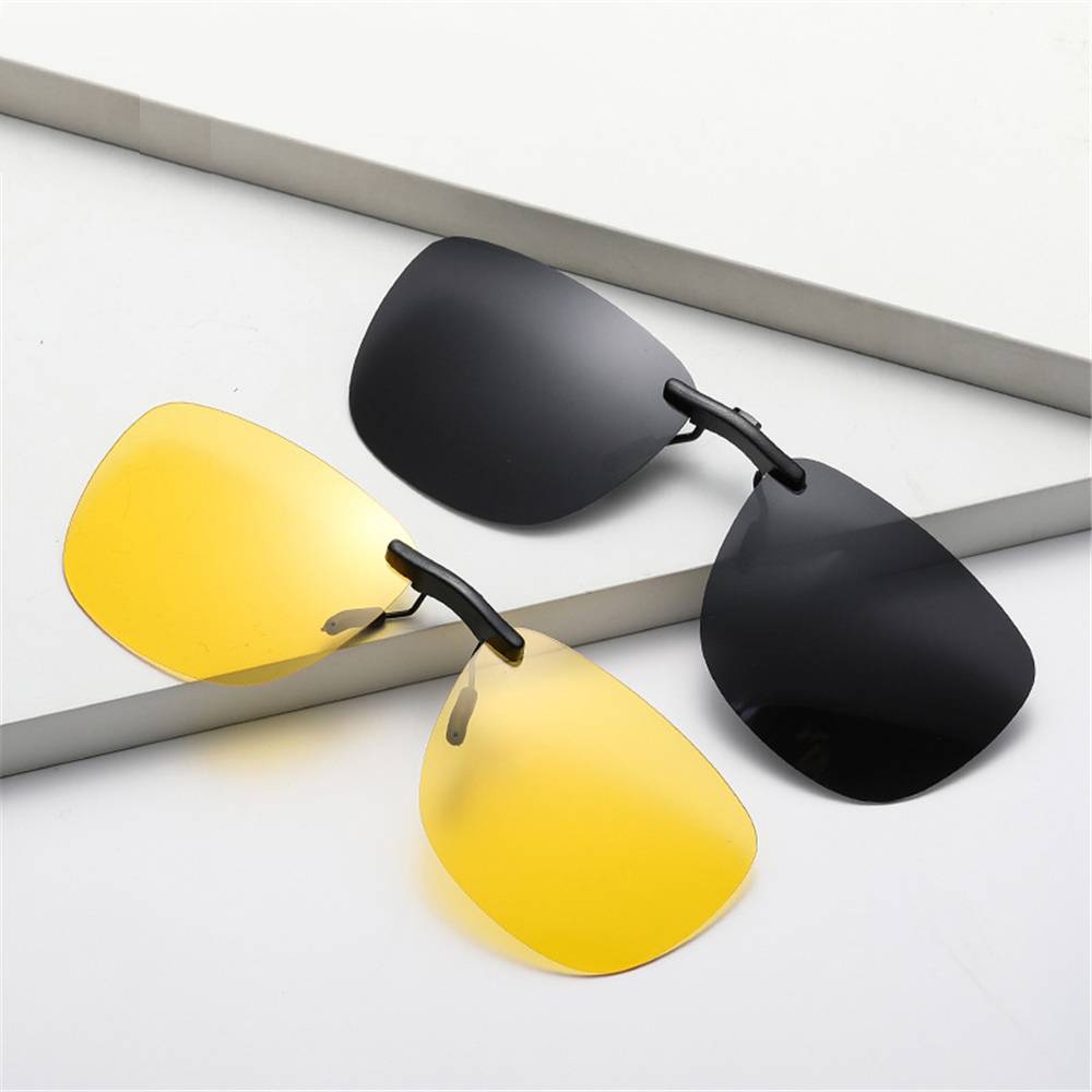 Yellow Night Vision Driver Clip-on Sunglasses Unisex Sunglasses