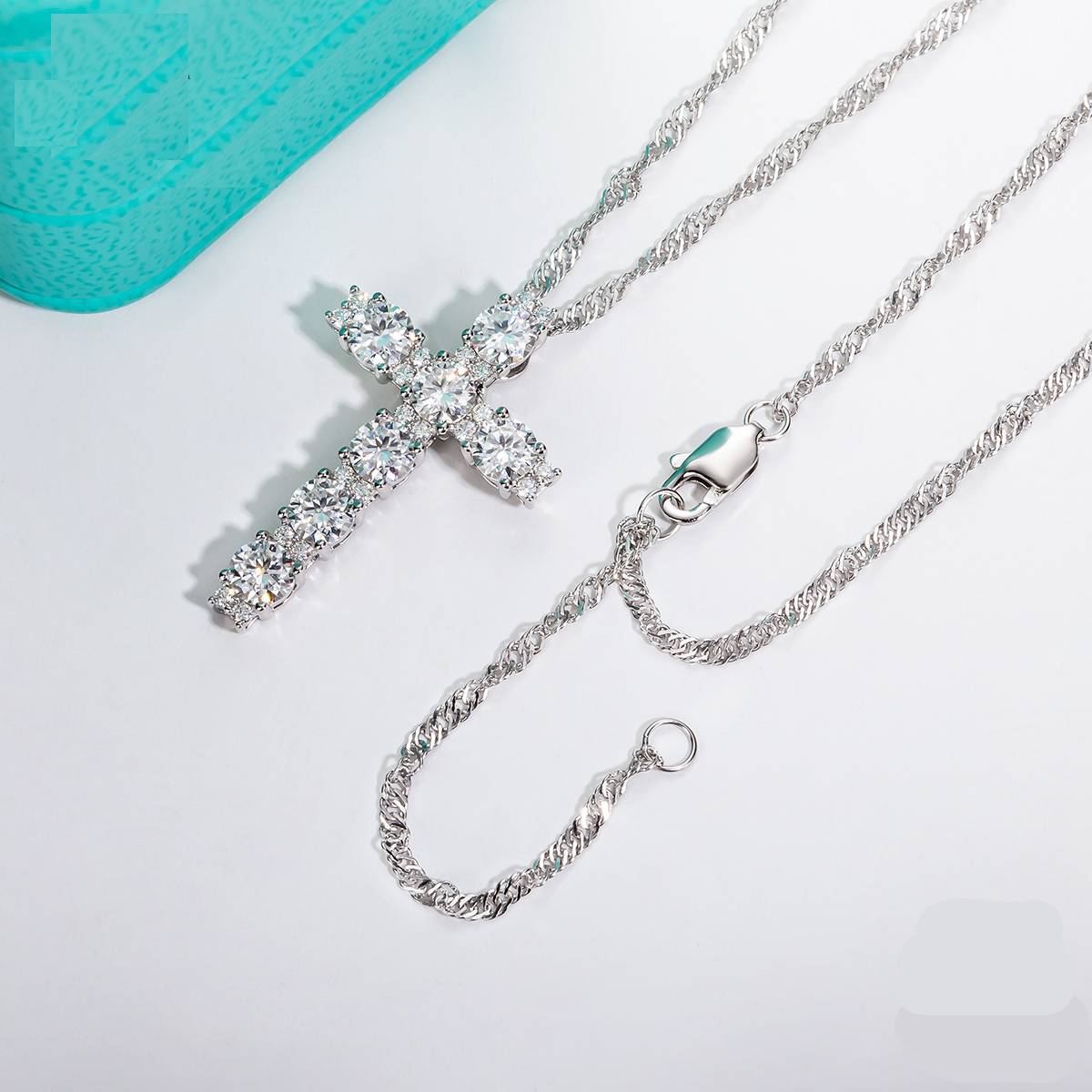 AnuJewel 4MM 2.1 Carat D Color Moissanite Diamond Cross Pendant Necklace 925 Sterling Silver Fine Jewelry Gifts Wholesale Necklaces & Pendants