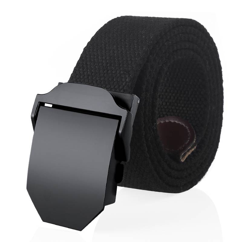 Black Metal Buckle Military Canvas Belts Mens Belts